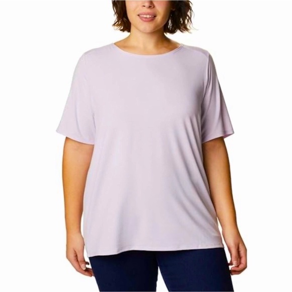 NWOT COLUMBIA Essential Elements Short Sleeve Purple Athletic Top Plus Size 2X - Picture 1 of 17